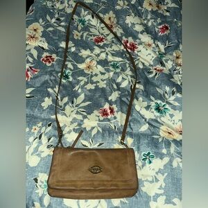 Brown Leather worn look Crossbody Bag
